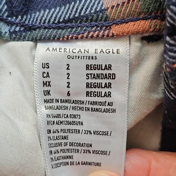 American Eagle Outfitters Super Hi-Rise Skinny Trouser Blue Plaid Ankle Pants 2 - Picture 13 of 13